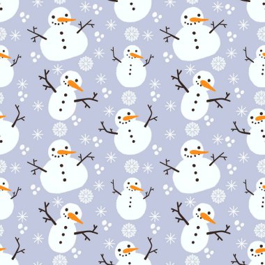 Çocuklar, hediyeler, kartlar, çarşaflar, ambalajlar, kumaşlar ve ambalajlar için kusursuz kardan adam desenleri. Yüksek kalite fotoğraf