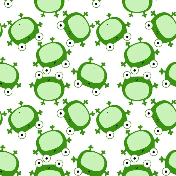 Cartoon Seamless Kawaii Frogs Pattern Kids Kindergarten Fabrics Wrapping Paper — Stock Photo, Image