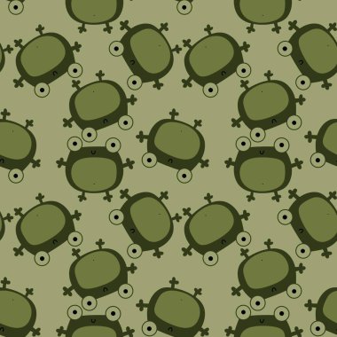 Çocuklar, anaokulu, kumaşlar ve ambalaj kağıtları için çizgi filmsiz kawaii kurbağaları deseni. Yüksek kalite fotoğraf