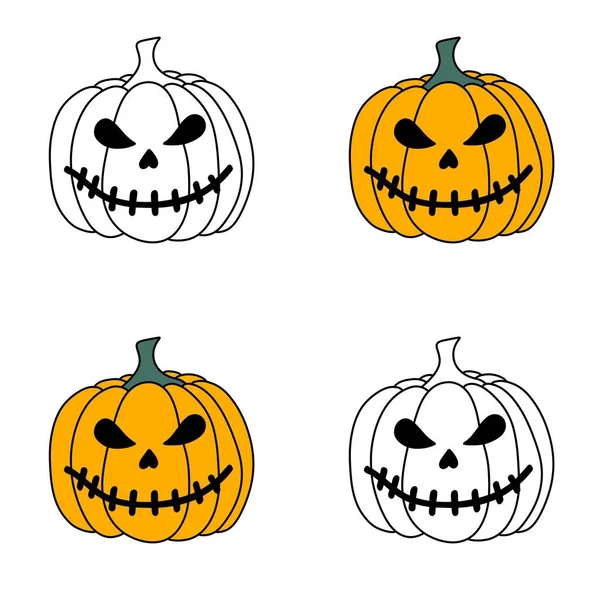 Cetak Halloween Dengan Labu Kartun Untuk Kain Dan Kemasan Dan — Stok Foto