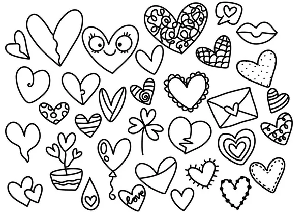 Stel Valentijnskaarten Harten Voor Geschenken Kaarten Stickers Bruiloften Kinderen Hobby — Stockfoto