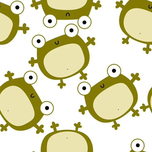 Cartoon Seamless Kawaii Frogs Pattern Kids Kindergarten Fabrics Wrapping Paper — Stock Photo, Image