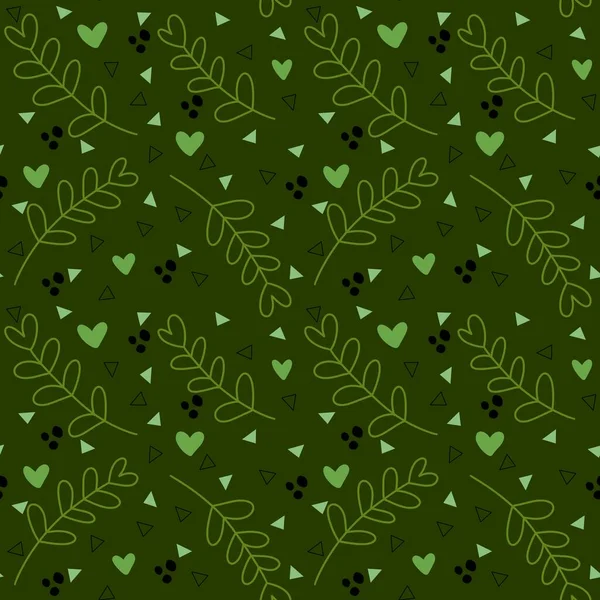 Simple floral seamless leaves and hearts and triangle pattern for fabrics and wrapping paper and cards and gifts and kids. High quality photo