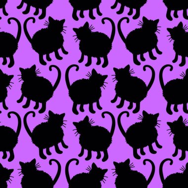 Kumaşlar, tekstil, ambalaj, hediyeler, kartlar, çarşaflar ve ambalaj kağıtları için kusursuz kedi desenleri. Yüksek kalite fotoğraf