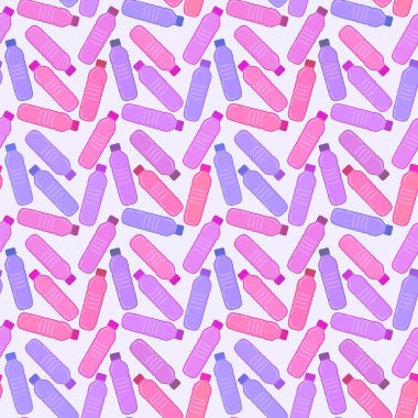 Renksiz plastik şişe desenli ambalajlar, kumaşlar, çocuklar, mutfak, spor ve defterler. Yüksek kalite fotoğraf