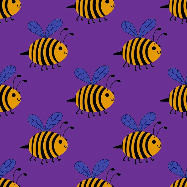 Kids Seamless Bee Pattern Wallpaper Fabrics Textiles Packaging Gifts Cards — ストック写真