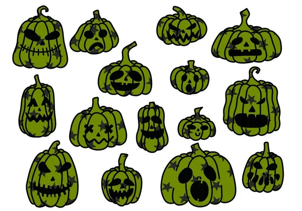 Set Med Halloween Pumpor För Klistermärken Och Kort Och Barn — Stockfoto