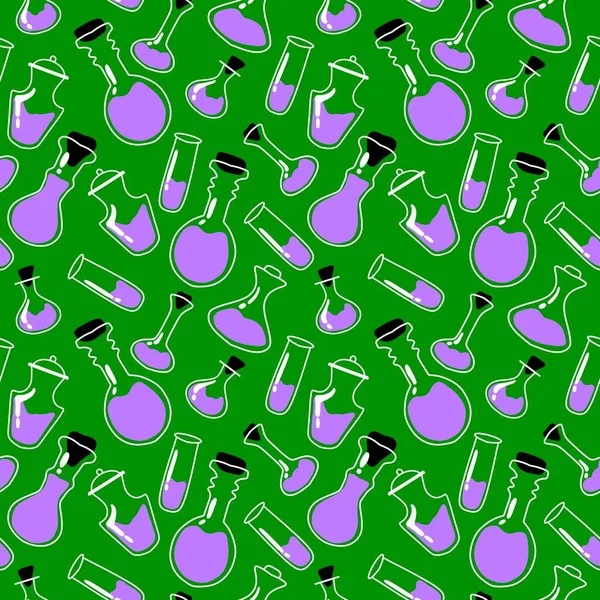 Medicine Seamless Witch Potion Pattern Fabrics Textiles Wrapping Paper Halloween — Stock Photo, Image