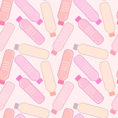 Renksiz plastik şişe desenli ambalajlar, kumaşlar, çocuklar, mutfak, spor ve defterler. Yüksek kalite fotoğraf