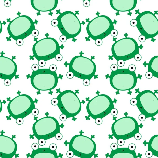 Çocuklar, anaokulu, kumaşlar ve ambalaj kağıtları için çizgi filmsiz kawaii kurbağaları deseni. Yüksek kalite fotoğraf