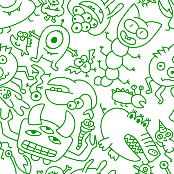 Kinderen Naadloze Aliens Monsters Patroon Voor Stoffen Textiel Verpakking Inpakpapier — Stockfoto