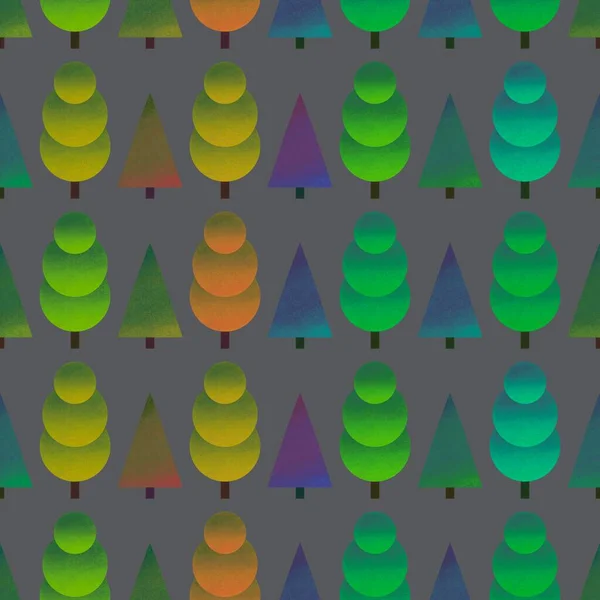 Jesień Abstrakcyjny Bezszwowy Geometryczny Wzór Drzew Dla Tkanin Papieru Pakowania — Zdjęcie stockowe