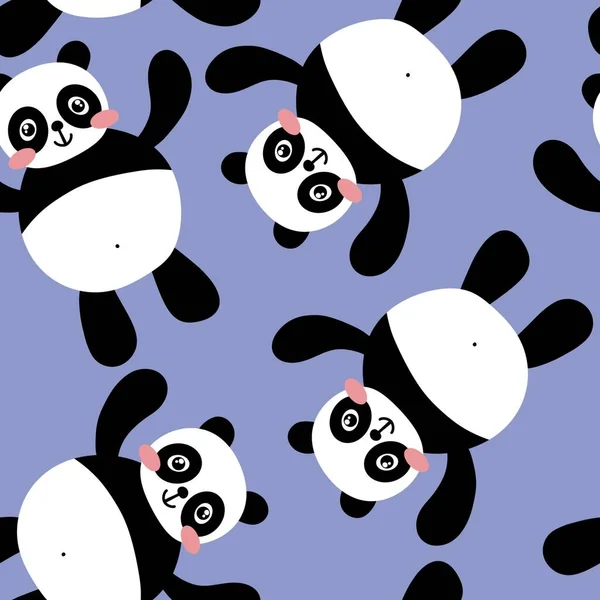 Kreskówkowy Bezszwowy Wzór Pandy Kawaii Dla Dzieci Tkanin Tekstyliów Opakowań — Zdjęcie stockowe