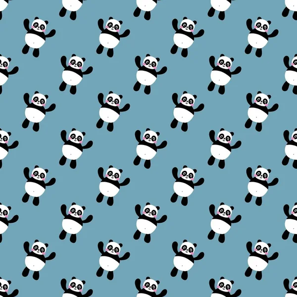 Cartoon seamless kawaii panda pattern for kids and fabrics and textiles and packaging and wrapping paper and kindergarten. High quality photo