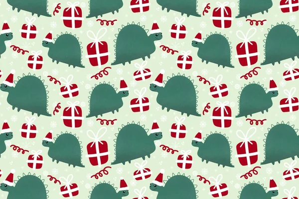 Christmas seamless dinosaur pattern for fabrics and packaging and gifts and wrapping paper and hobbies. High quality photo