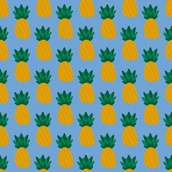 Summer Fruit Seamless Cartoon Pineapples Pattern Fabrics Textiles Packaging Wrapping — Stock Photo, Image