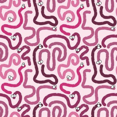 Çocuklar, hediyeler, ambalaj kağıtları, elbiseler, kumaşlar ve defterler için çizgi film solucanları deseni. Yüksek kalite fotoğraf