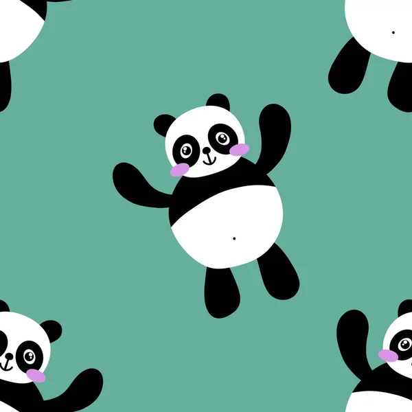 Cartoon seamless kawaii panda pattern for kids and fabrics and textiles and packaging and wrapping paper and kindergarten. High quality photo