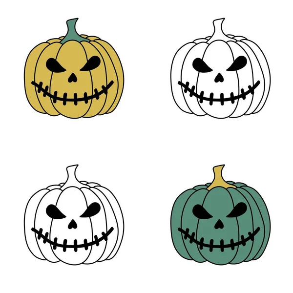 Impresión Halloween Con Calabazas Dibujos Animados Para Telas Embalaje Papel — Foto de Stock