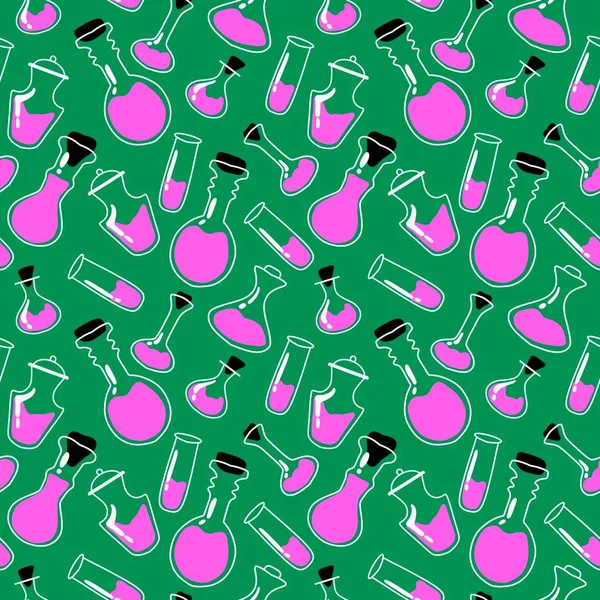 Medicine Seamless Witch Potion Pattern Fabrics Textiles Wrapping Paper Halloween — Stock Photo, Image