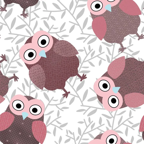 Cartoon seamless owl pattern for kids and fabrics and wrapping paper and notebooks and hobbies. High quality photo