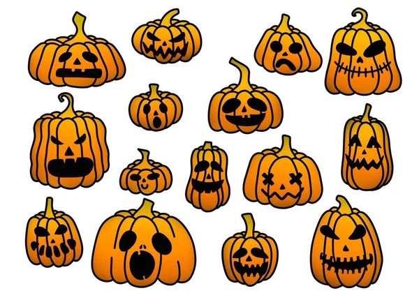Conjunto Com Abóboras Halloween Para Adesivos Cartões Crianças Papel Embrulho — Fotografia de Stock
