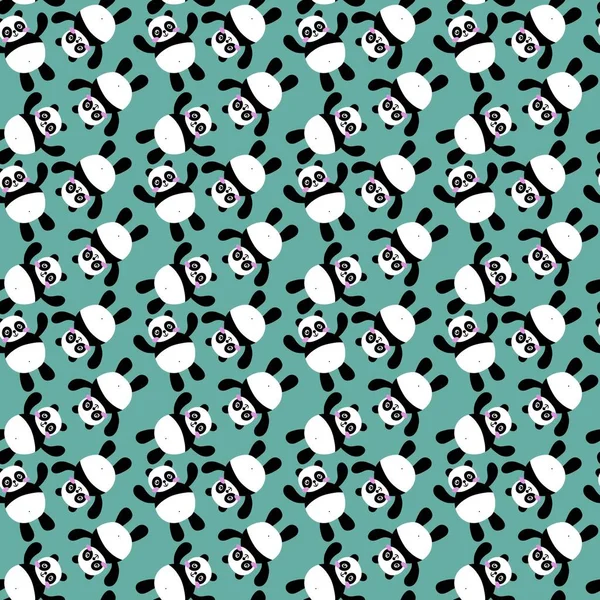 Tecknad Sömlös Kawaii Panda Mönster För Barn Och Tyger Och — Stockfoto