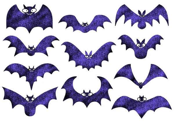 Set Halloween Bats Stickers Cards Gifts Fabrics Hobbies Wrapping Paper — Stock Photo, Image