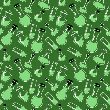 Kumaşlar, tekstil ürünleri, ambalaj kağıtları Cadılar Bayramı hediyeleri, giysiler ve çocuklar için kusursuz cadı iksiri deseni. Yüksek kalite fotoğraf