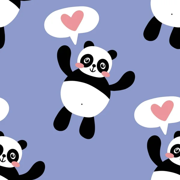 Cartoon seamless kawaii panda pattern for kids and fabrics and textiles and packaging and wrapping paper and kindergarten. High quality photo