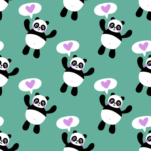 Cartoon seamless kawaii panda pattern for kids and fabrics and textiles and packaging and wrapping paper and kindergarten. High quality photo