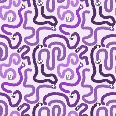 Çocuklar, hediyeler, ambalaj kağıtları, elbiseler, kumaşlar ve defterler için çizgi film solucanları deseni. Yüksek kalite fotoğraf