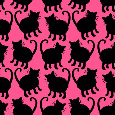 Kumaşlar, tekstil, ambalaj, hediyeler, kartlar, çarşaflar ve ambalaj kağıtları için kusursuz kedi desenleri. Yüksek kalite fotoğraf