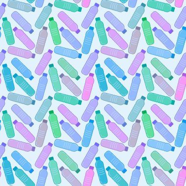 Renksiz plastik şişe desenli ambalajlar, kumaşlar, çocuklar, mutfak, spor ve defterler. Yüksek kalite fotoğraf