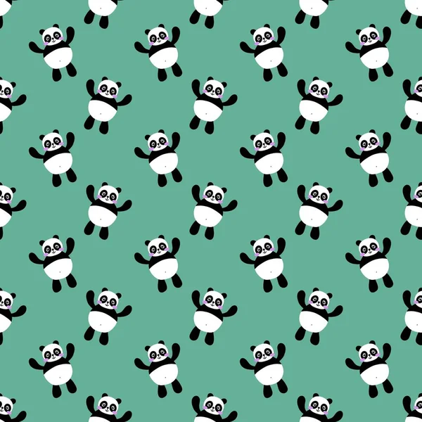 Cartoon seamless kawaii panda pattern for kids and fabrics and textiles and packaging and wrapping paper and kindergarten. High quality photo