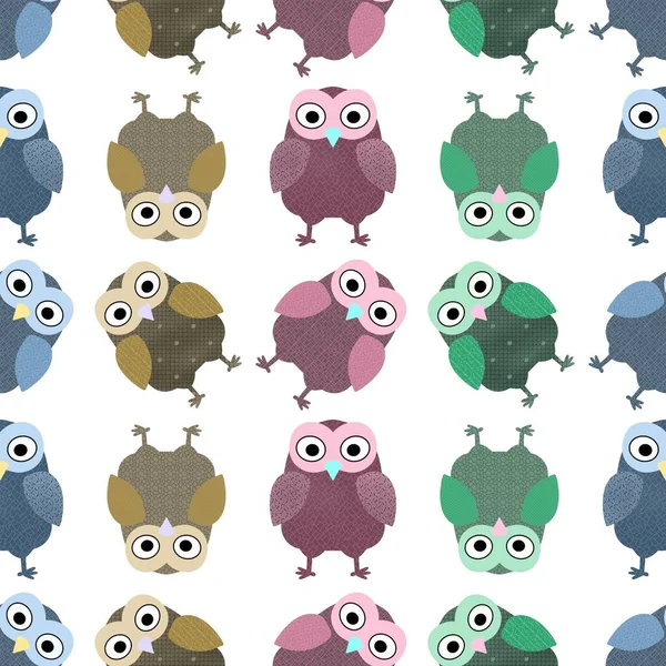 Cartoon seamless owl pattern for kids and fabrics and wrapping paper and notebooks and hobbies. High quality photo