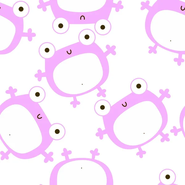 Cartoon Seamless Kawaii Frogs Pattern Kids Kindergarten Fabrics Wrapping Paper — Stock Photo, Image