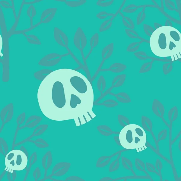 Halloween seamless skulls and trees pattern for fabrics and textiles and kids and wrapping paper and posters and packaging. High quality photo