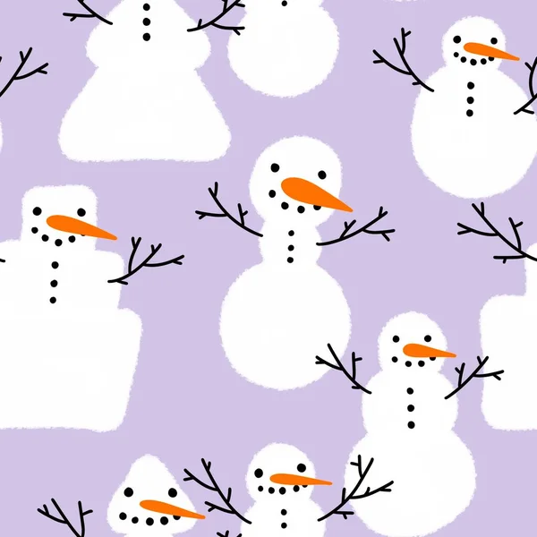Impressão Sem Costura Inverno Com Boneco Neve Flocos Neve Para — Fotografia de Stock