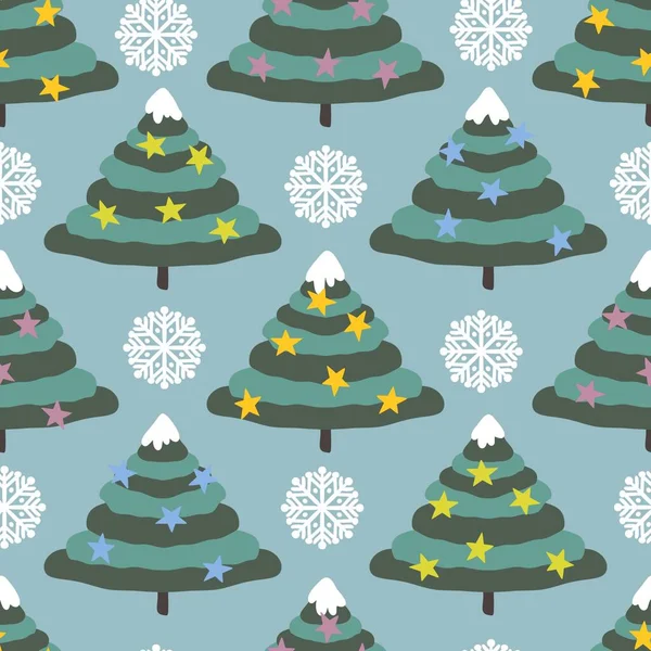 冬季无缝圣诞树图案 用于包装纸 儿童和织物以及新年礼物和业余爱好 高质量的照片 — 图库照片