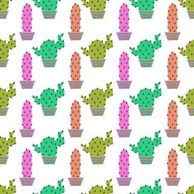 Kumaşlar, tekstil, ambalaj kağıtları, ambalaj kağıtları ve çocuklar için yaz çiçeksiz kaktüs deseni. Yüksek kalite fotoğraf