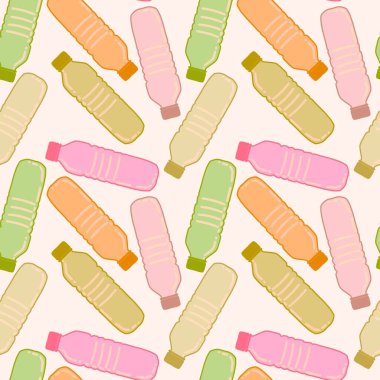 Renksiz plastik şişe desenli ambalajlar, kumaşlar, çocuklar, mutfak, spor ve defterler. Yüksek kalite fotoğraf