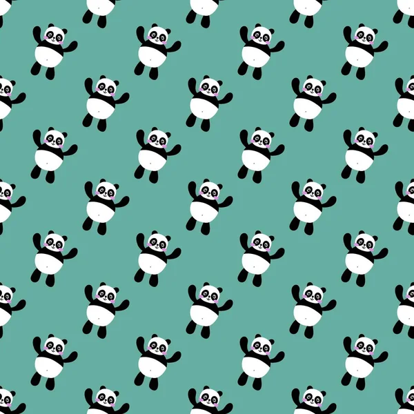 Desenhos Animados Sem Costura Padrão Panda Kawaii Para Crianças Tecidos — Fotografia de Stock