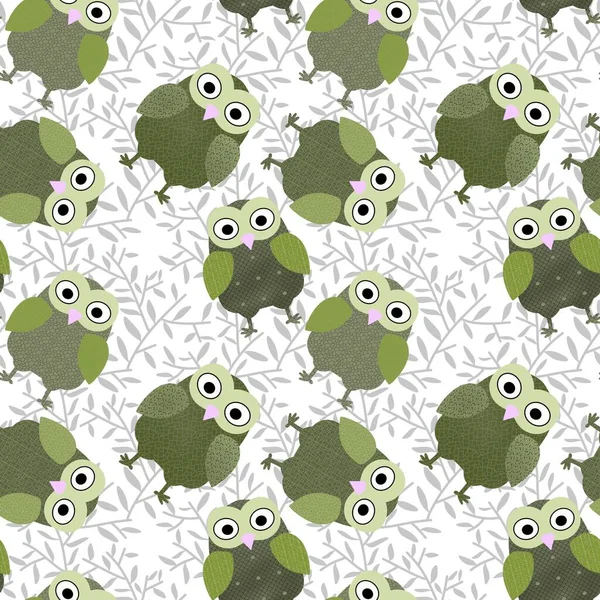 Cartoon Seamless Owl Pattern Kids Fabrics Wrapping Paper Notebooks Hobbies — Stock Photo, Image