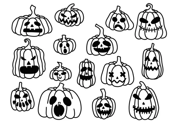 Set Con Calabazas Halloween Para Pegatinas Tarjetas Niños Papel Embalaje — Foto de Stock
