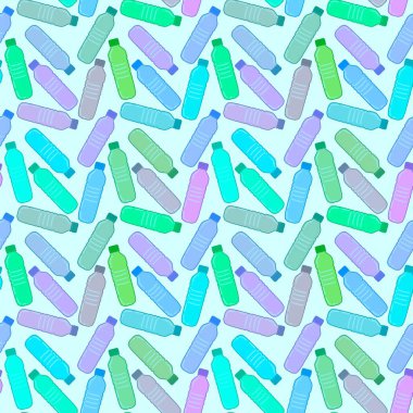 Renksiz plastik şişe desenli ambalajlar, kumaşlar, çocuklar, mutfak, spor ve defterler. Yüksek kalite fotoğraf