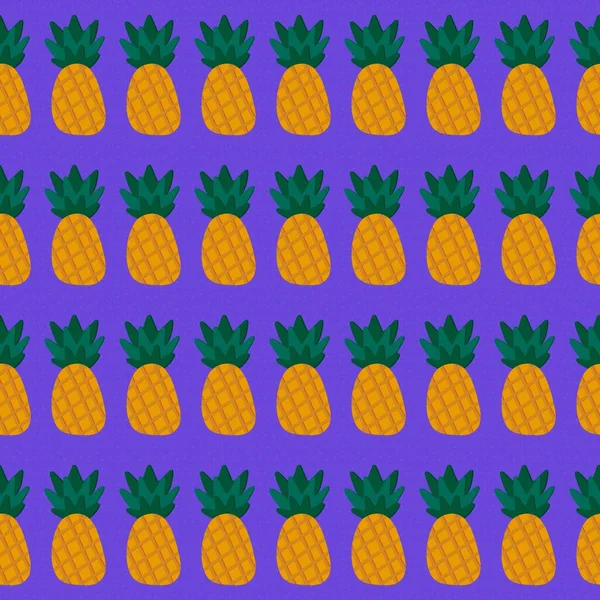 Καλοκαιρινά Φρούτα Χωρίς Ραφή Μοτίβο Ανανάδων Κινουμένων Σχεδίων Για Υφάσματα — Φωτογραφία Αρχείου