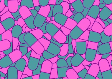 Çocuklar için ilaçsız hap deseni ve ambalaj kağıdı, giysi, ambalaj ve kumaş. Yüksek kalite fotoğraf