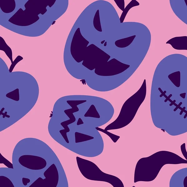 Dibujos Animados Halloween Patrón Sin Costuras Vampiro Manzana Enojado Para —  Fotos de Stock