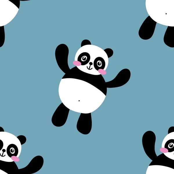 Desenhos Animados Sem Costura Padrão Panda Kawaii Para Crianças Tecidos — Fotografia de Stock